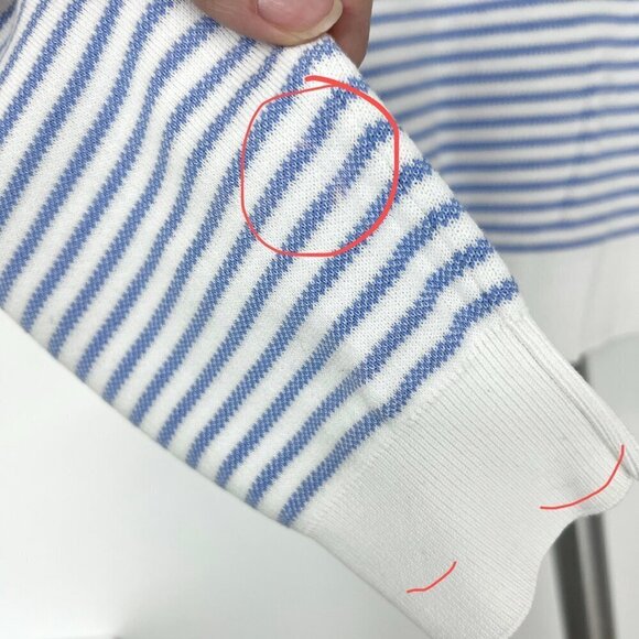 Derek Lam 10 Crosby‎ Blue White Stripe Diagonal Fringe Crewneck Sweater Sz S - Picture 15 of 15